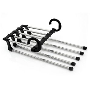 Multifunctional 5 in 1 Telescopic Folding Wardrobe Magic Trousers Rack (Black)