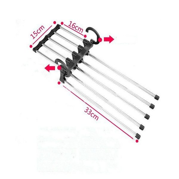 Multifunctional 5 in 1 Telescopic Folding Wardrobe Magic Trousers Rack (Black) - Image 3