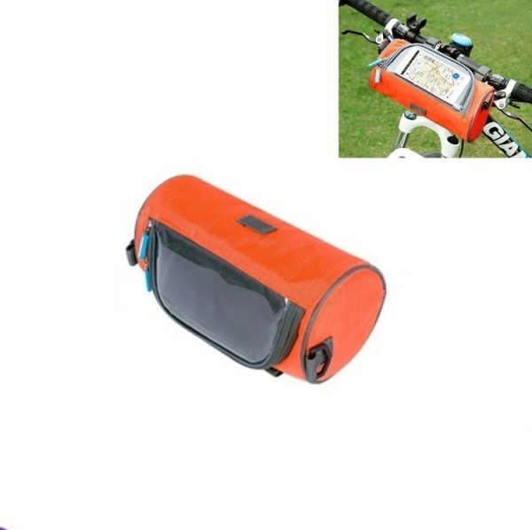 Bicycle Round Charter Handle Bag With Touchscreen Window Waterproof Oxford Cloth Shock Absorption Outdoor Riding Bag (Orange)