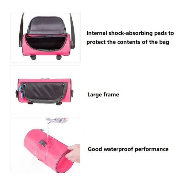 Bicycle Round Charter Handle Bag With Touchscreen Window Waterproof Oxford Cloth Shock Absorption Outdoor Riding Bag (Orange) - Image 11