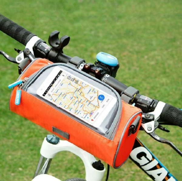Bicycle Round Charter Handle Bag With Touchscreen Window Waterproof Oxford Cloth Shock Absorption Outdoor Riding Bag (Orange) - Image 6