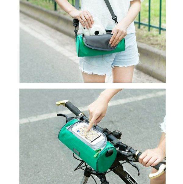 Bicycle Round Charter Handle Bag With Touchscreen Window Waterproof Oxford Cloth Shock Absorption Outdoor Riding Bag (Orange) - Image 7