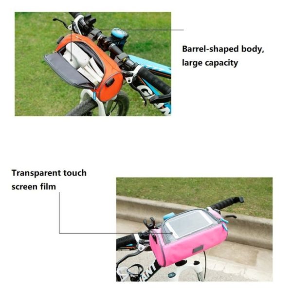 Bicycle Round Charter Handle Bag With Touchscreen Window Waterproof Oxford Cloth Shock Absorption Outdoor Riding Bag (Orange) - Image 9