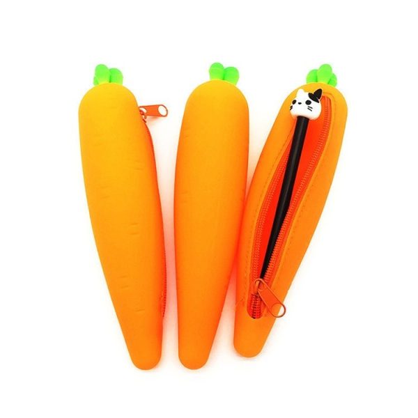 Vegetable Series Stationery Pencil Bag Shaped Silicone Pencil Box Creative Primary Secondary School Stationery, Style: Carrot - Image 3