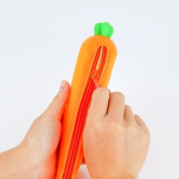 Vegetable Series Stationery Pencil Bag Shaped Silicone Pencil Box Creative Primary Secondary School Stationery, Style: Carrot - Image 4