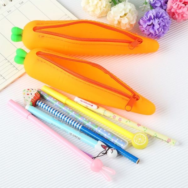 Vegetable Series Stationery Pencil Bag Shaped Silicone Pencil Box Creative Primary Secondary School Stationery, Style: Carrot - Image 7