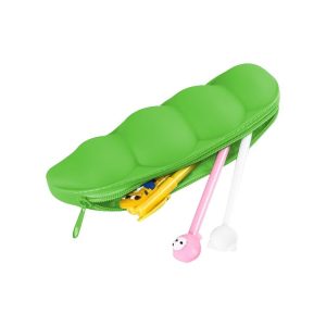 Vegetable Series Stationery Pencil Bag Shaped Silicone Pencil Box Creative Primary Secondary School Stationery, Style: Light Green Pea