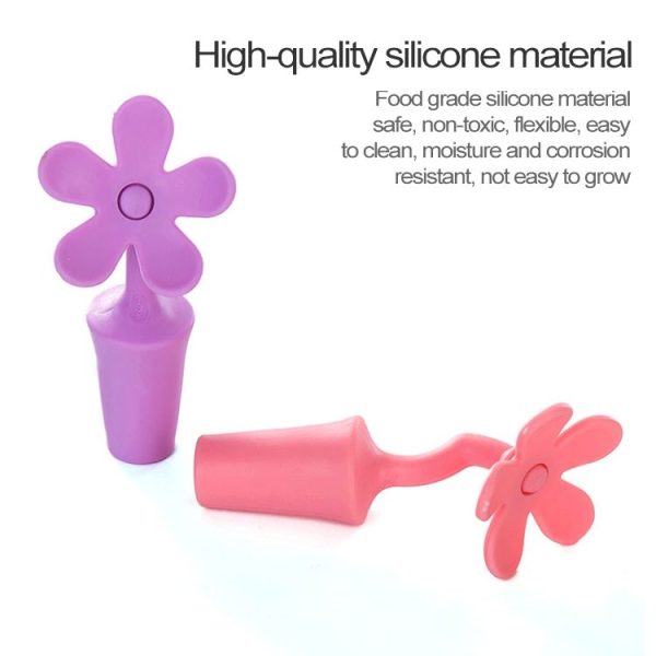 5 PCS Silicone Wine Stopper Flower Beer Stopper (Purple) - Image 3