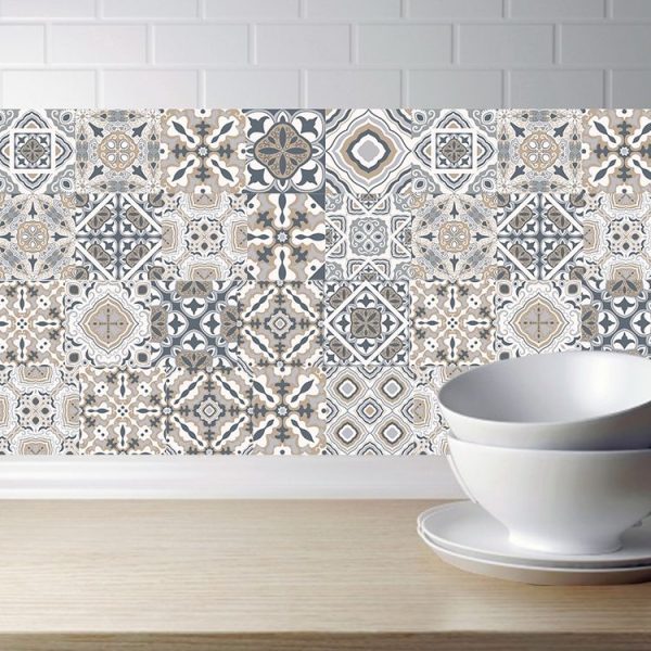 2 PCS Retro Tile Stickers Kitchen Bathroom PVC Self Adhesive Wall Stickers Living Room DIY Decor Wallpaper Waterproof Decoration, Style: Laminating, Size: 100x20cm (MZ039 D) - Image 2