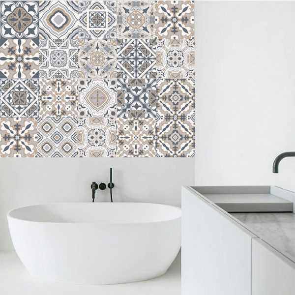 2 PCS Retro Tile Stickers Kitchen Bathroom PVC Self Adhesive Wall Stickers Living Room DIY Decor Wallpaper Waterproof Decoration, Style: Laminating, Size: 100x20cm (MZ039 D) - Image 4