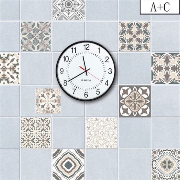 2 PCS Retro Tile Stickers Kitchen Bathroom PVC Self Adhesive Wall Stickers Living Room DIY Decor Wallpaper Waterproof Decoration, Style: Laminating, Size: 100x20cm (MZ039 D) - Image 6