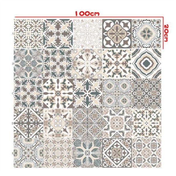 2 PCS Retro Tile Stickers Kitchen Bathroom PVC Self Adhesive Wall Stickers Living Room DIY Decor Wallpaper Waterproof Decoration, Style: Laminating, Size: 100x20cm (MZ039 D) - Image 7