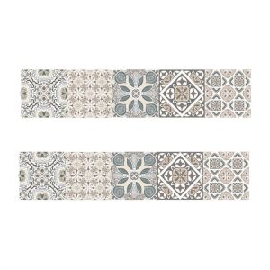 2 PCS Retro Tile Stickers Kitchen Bathroom PVC Self Adhesive Wall Stickers Living Room DIY Decor Wallpaper Waterproof Decoration, Style: Laminating (MZ039 E)