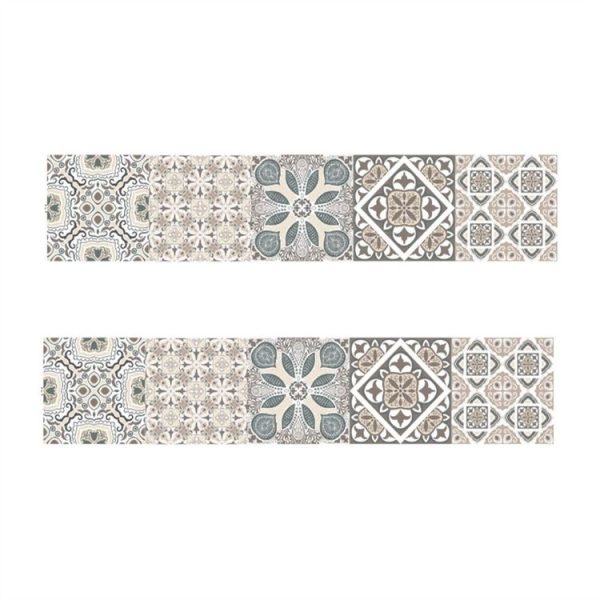 2 PCS Retro Tile Stickers Kitchen Bathroom PVC Self Adhesive Wall Stickers Living Room DIY Decor Wallpaper Waterproof Decoration, Style: Laminating (MZ039 E)