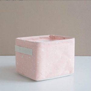 Home Cotton and Linen Debris Storage Basket Office Desktop Stationery, Size: 20x15.5x14cm (Snowflake Pink)