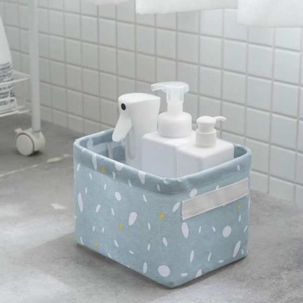 Home Cotton and Linen Debris Storage Basket Office Desktop Stationery, Size: 20x15.5x14cm (Snowflake Pink) - Image 10