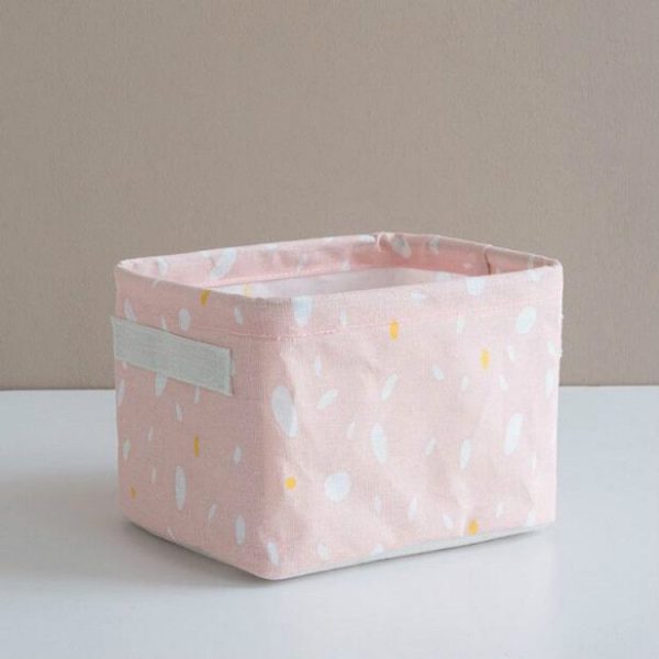 Home Cotton and Linen Debris Storage Basket Office Desktop Stationery, Size: 20x15.5x14cm (Snowflake Pink) - Image 2