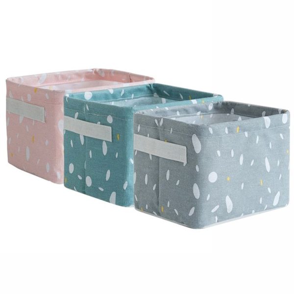 Home Cotton and Linen Debris Storage Basket Office Desktop Stationery, Size: 20x15.5x14cm (Snowflake Pink) - Image 4