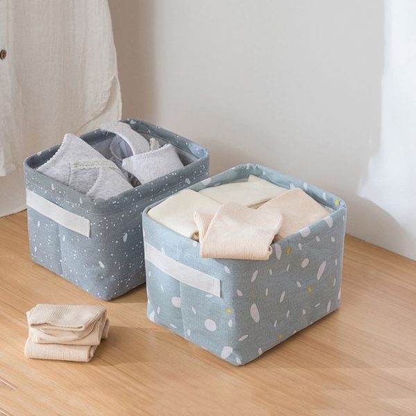 Home Cotton and Linen Debris Storage Basket Office Desktop Stationery, Size: 20x15.5x14cm (Snowflake Pink) - Image 5