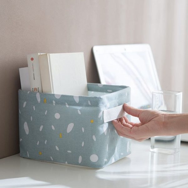Home Cotton and Linen Debris Storage Basket Office Desktop Stationery, Size: 20x15.5x14cm (Snowflake Pink) - Image 6