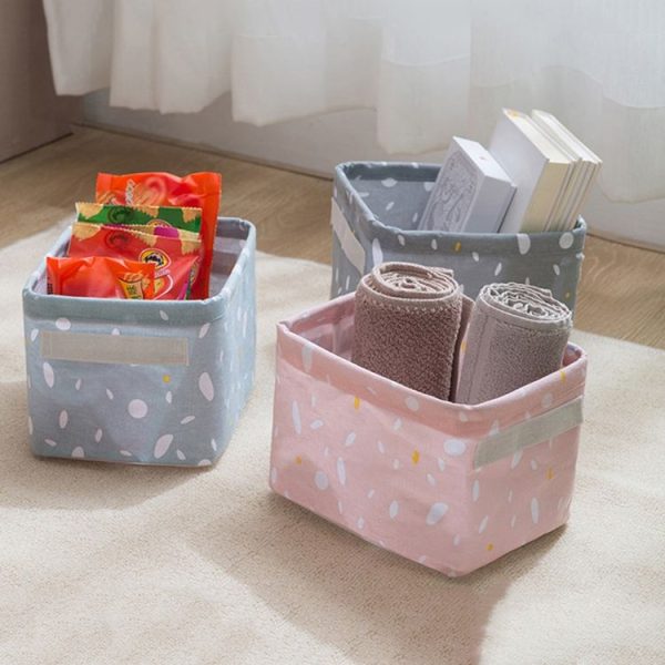 Home Cotton and Linen Debris Storage Basket Office Desktop Stationery, Size: 20x15.5x14cm (Snowflake Pink) - Image 8
