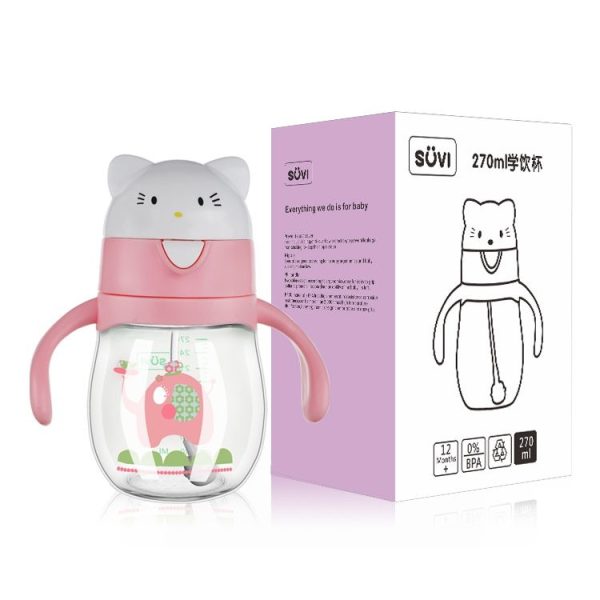 Infant Toddler Drink Cup Child Plastic Leakproof Cartoon Straw Cup With Handle Gravity Ball, Size: 270 ml (Green) - Image 3