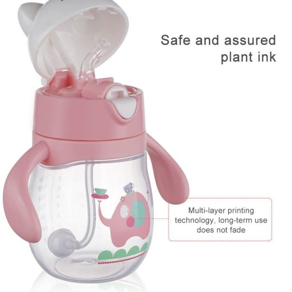 Infant Toddler Drink Cup Child Plastic Leakproof Cartoon Straw Cup With Handle Gravity Ball, Size: 270 ml (Green) - Image 4