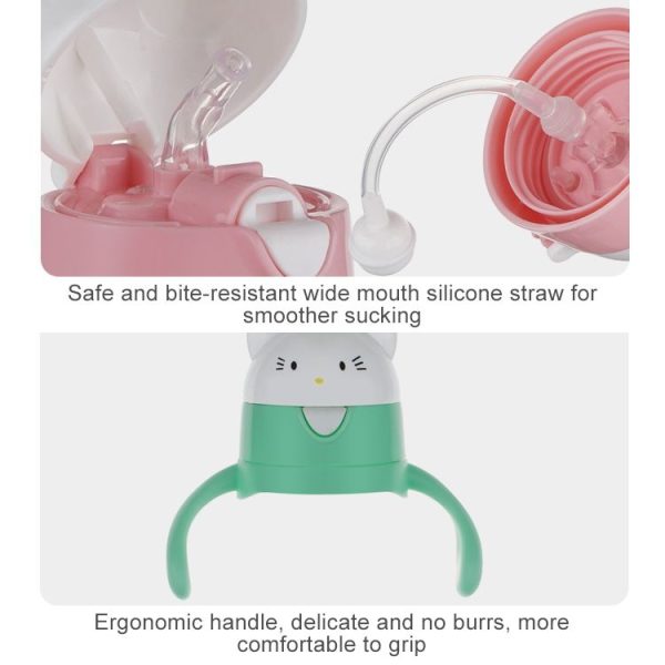 Infant Toddler Drink Cup Child Plastic Leakproof Cartoon Straw Cup With Handle Gravity Ball, Size: 270 ml (Green) - Image 7
