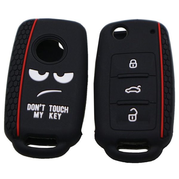 Do not Touch My Key Style Silicone Car Key Cover for Volkswagen Jetta Polo Passat Skoda Tiguan Golf (Black) - Image 2