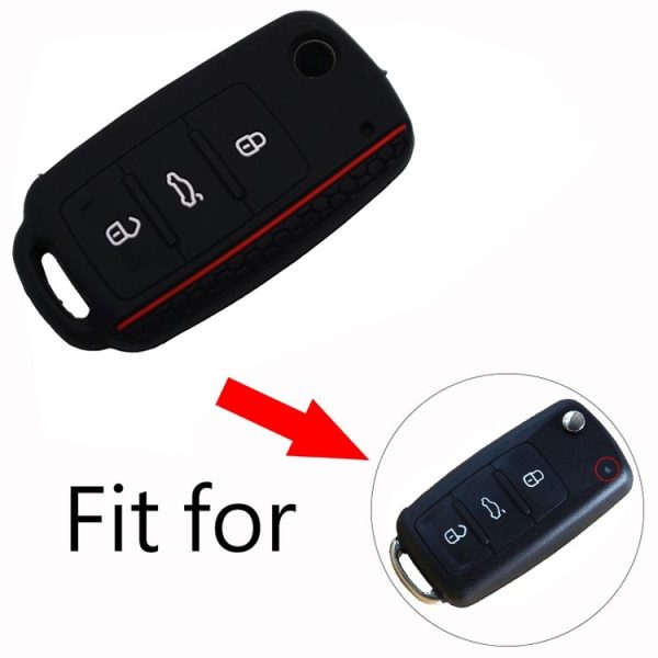 Do not Touch My Key Style Silicone Car Key Cover for Volkswagen Jetta Polo Passat Skoda Tiguan Golf (Black) - Image 4