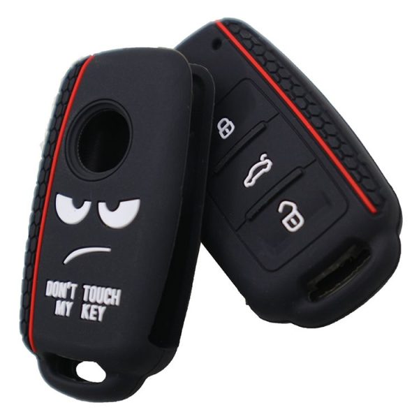 Do not Touch My Key Style Silicone Car Key Cover for Volkswagen Jetta Polo Passat Skoda Tiguan Golf (Black) - Image 5
