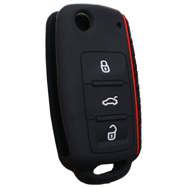 Do not Touch My Key Style Silicone Car Key Cover for Volkswagen Jetta Polo Passat Skoda Tiguan Golf (Black) - Image 6
