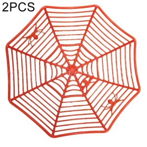 2 PCS Halloween Spider Web Candy Basket Candy Bowl Plastic Candy Box Halloween Decoration PartySupplies (Red)