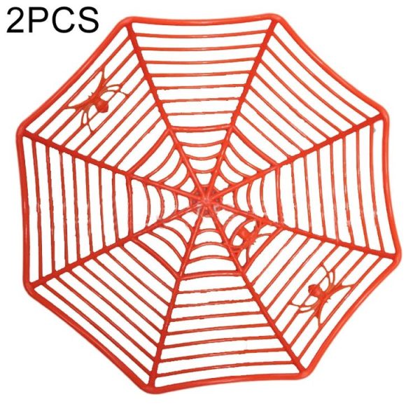 2 PCS Halloween Spider Web Candy Basket Candy Bowl Plastic Candy Box Halloween Decoration PartySupplies (Red)
