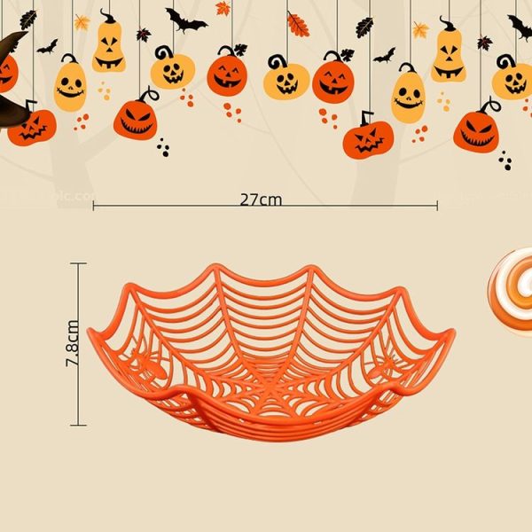 2 PCS Halloween Spider Web Candy Basket Candy Bowl Plastic Candy Box Halloween Decoration PartySupplies (Red) - Image 3