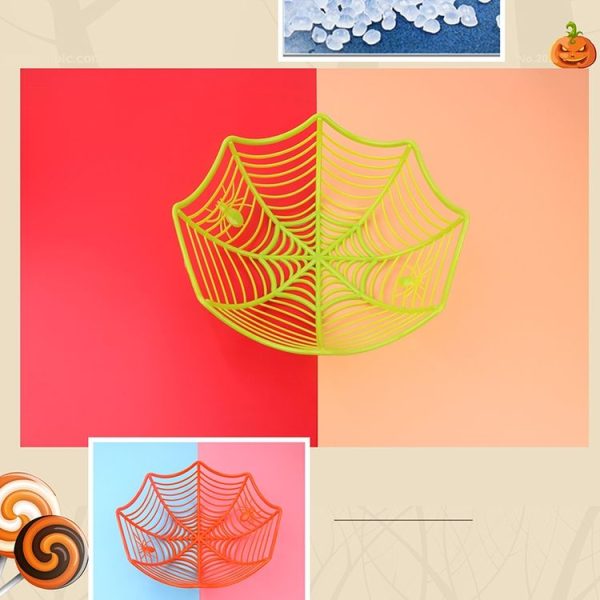 2 PCS Halloween Spider Web Candy Basket Candy Bowl Plastic Candy Box Halloween Decoration PartySupplies (Red) - Image 4