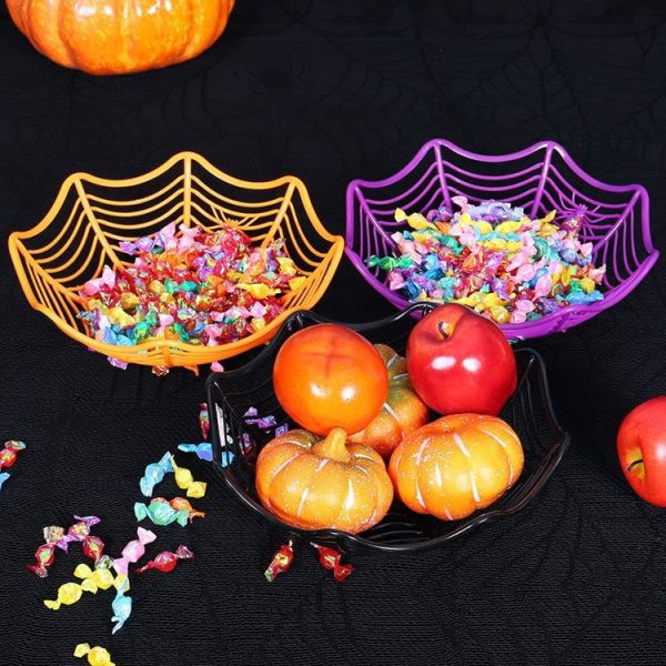 2 PCS Halloween Spider Web Candy Basket Candy Bowl Plastic Candy Box Halloween Decoration PartySupplies (Red) - Image 5