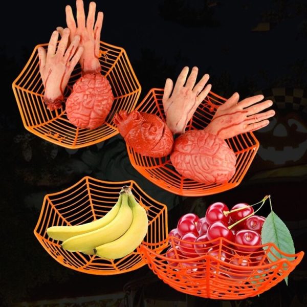 2 PCS Halloween Spider Web Candy Basket Candy Bowl Plastic Candy Box Halloween Decoration PartySupplies (Red) - Image 6