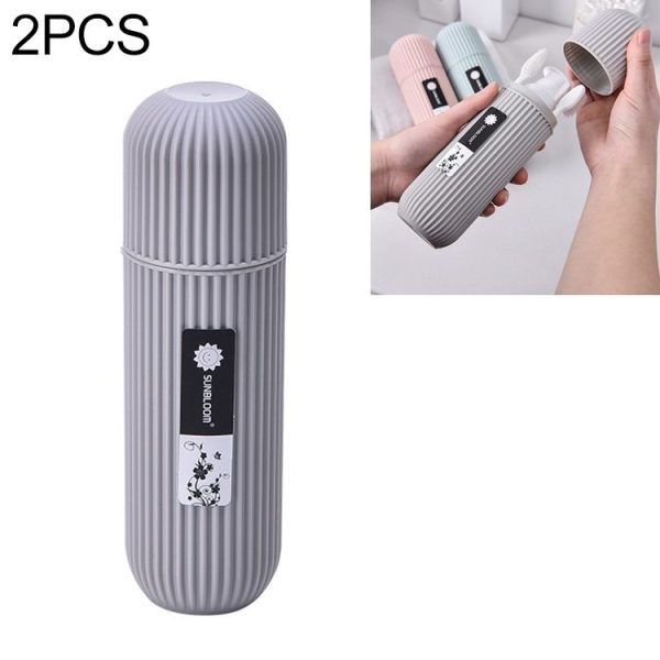 2 PCS YJ-029 Portable Toothpaste Toothbrush Protect Holder Case Travel Camping Toothbrush Storage Box (Grey)