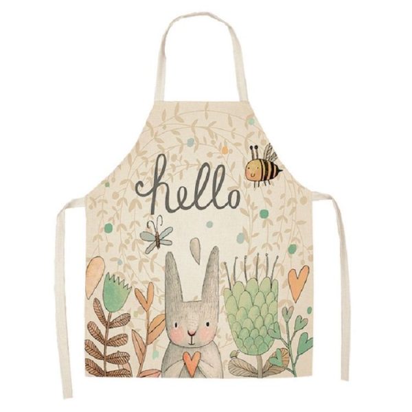 WQ0025 2 PCS Cute Cartoon Rabbit Print Kitchen Apron Cooking Tool, Size: 55x68cm (WQ0025-1) - Image 2