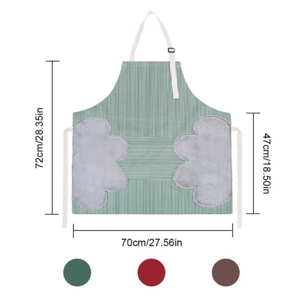Oilproof Waterproof Padded Apron Cooking Gown with Hand Rub Kitchen Utensils (Coffee) - Image 7