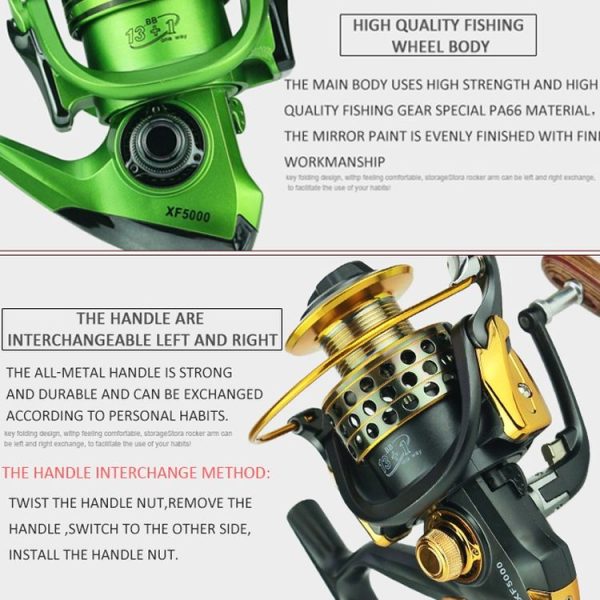 YUMOSHI XF1000 Full Metal Swing Arm Metal Head Fishing Reel (Green) - Image 5