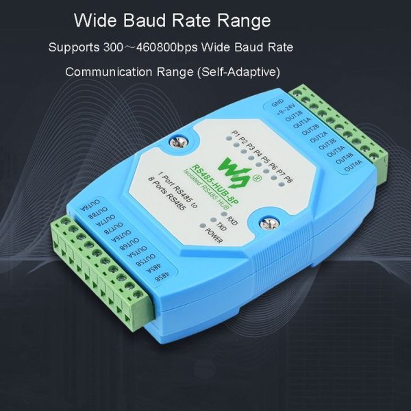 Waveshare RS485-HUB-8P Industrial-grade Isolated 8-ch RS485 Hub, Rail-mount Support, Wide Baud Rate Range - Image 9