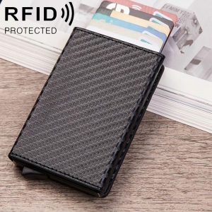 Magnetic RFID Bag Multifunctional Aluminum Automatic Pop-up Credit Card Package (Carbon Fiber)