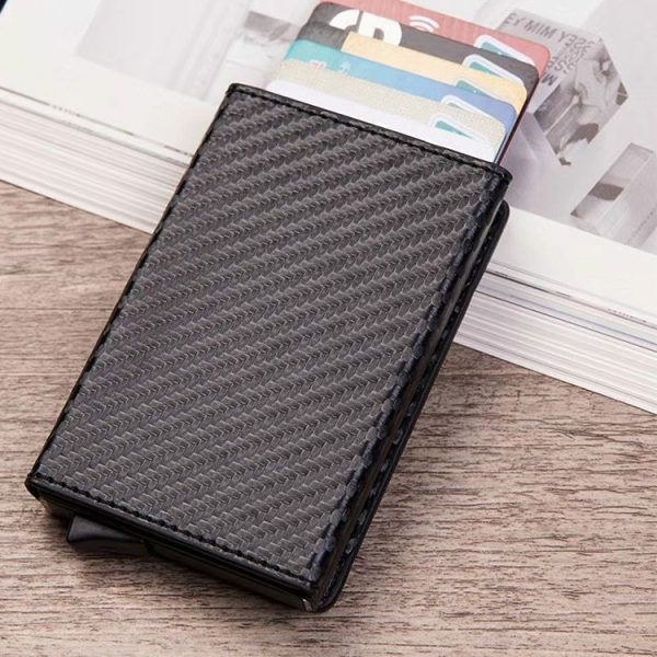 Magnetic RFID Bag Multifunctional Aluminum Automatic Pop-up Credit Card Package (Carbon Fiber) - Image 2