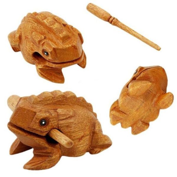 Sounding Solid Wood Carving Crafts Lucky Frogs Vocal Ornaments Children's Toys, Size: 8x4CM - Image 3