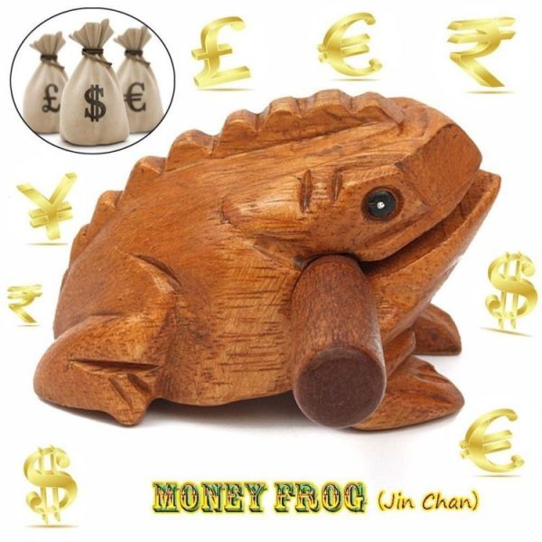Sounding Solid Wood Carving Crafts Lucky Frogs Vocal Ornaments Children's Toys, Size: 8x4CM - Image 6