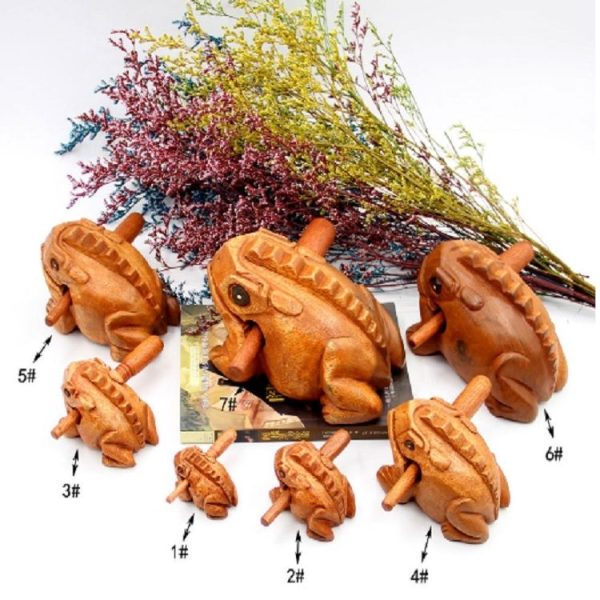 Sounding Solid Wood Carving Crafts Lucky Frogs Vocal Ornaments Children's Toys, Size: 8x4CM - Image 7