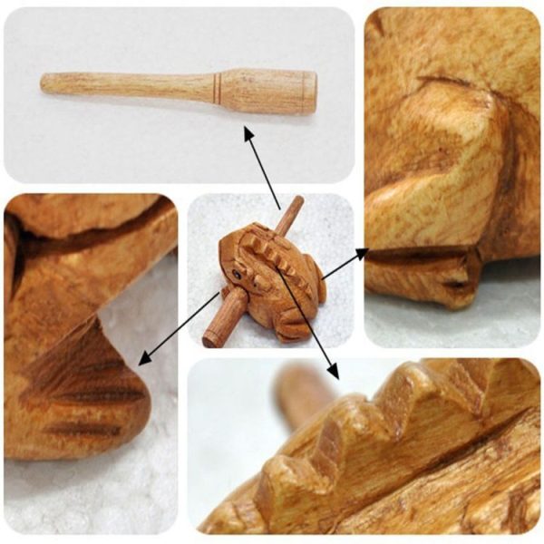 Sounding Solid Wood Carving Crafts Lucky Frogs Vocal Ornaments Children's Toys, Size: 10.5x7.5CM - Image 4