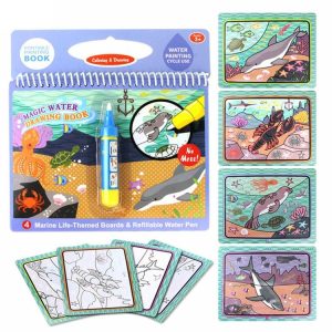 Water Drawing Book Coloring Book Doodle & Magic Pen Painting Drawing Board for Kids Toys Birthday Gift (2355-1 Ocean)